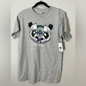 LRG Geometric Panda‎ print graphic tee shirt gray size small 100% cotton